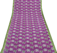 Sushila Vintage Purple Sari 100% Pure Cotton Printed Elephant Birds Craft Fabric