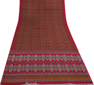 Sushila Vintage Magenta Saree 100% Pure Cotton Printed Floral Soft Craft Fabric