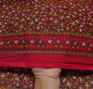 Sushila Vintage Magenta Saree 100% Pure Cotton Printed Floral Soft Craft Fabric