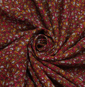 Sushila Vintage Magenta Saree 100% Pure Cotton Printed Floral Soft Craft Fabric
