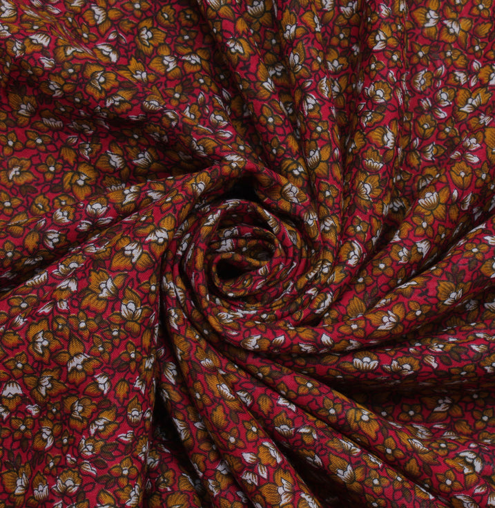 Sushila Vintage Magenta Saree 100% Pure Cotton Printed Floral Soft Craft Fabric