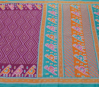 Sushila Vintage Purple Saree 100% Pure Cotton Printed 5 Yard Soft Craft Fabric