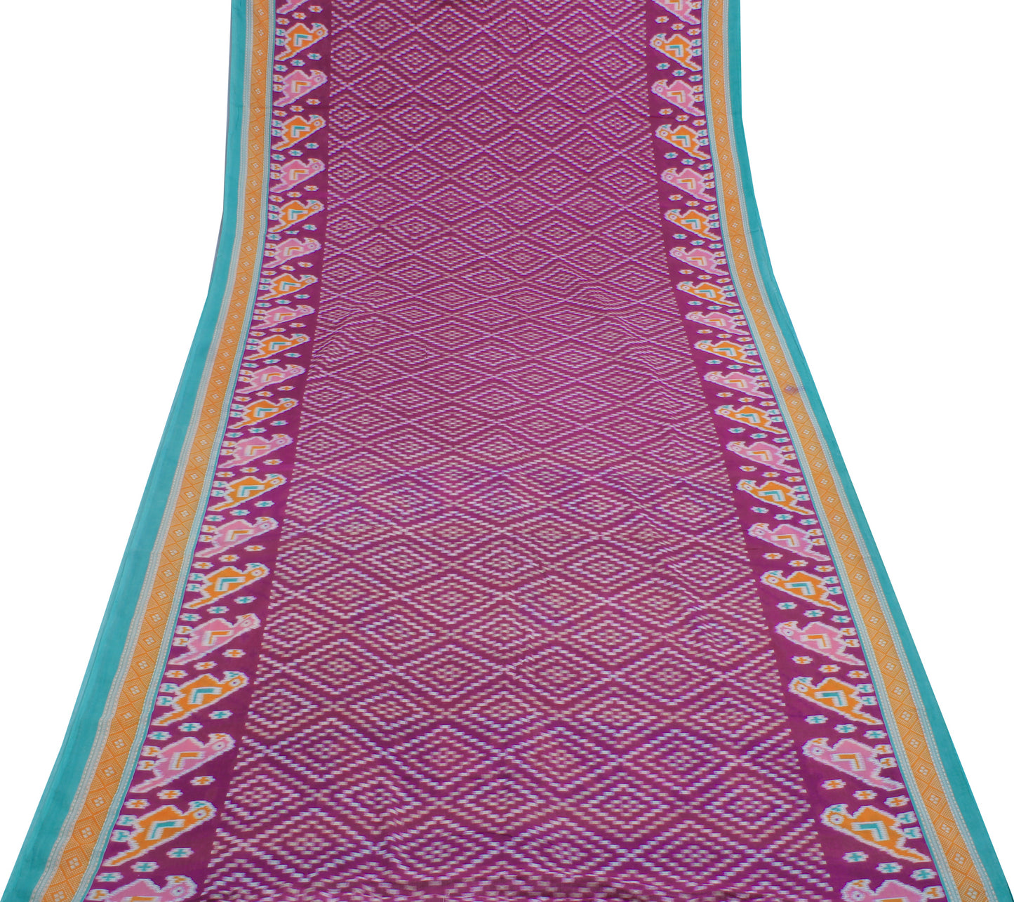 Sushila Vintage Purple Saree 100% Pure Cotton Printed 5 Yard Soft Craft Fabric