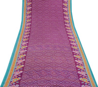 Sushila Vintage Purple Saree 100% Pure Cotton Printed 5 Yard Soft Craft Fabric