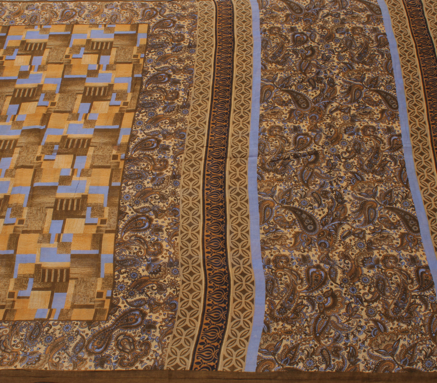 Sushila Vintage Indian Saree 100% Pure Cotton Printed Soft Craft Sari Fabric