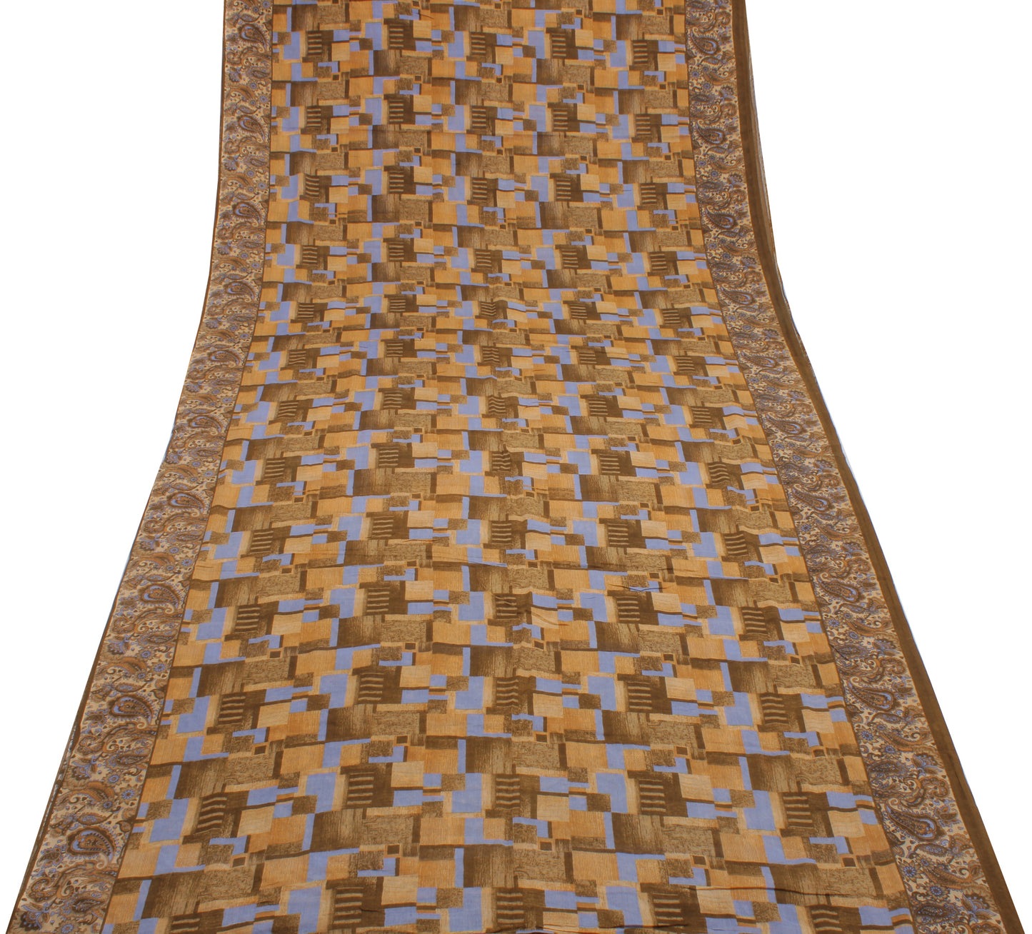 Sushila Vintage Indian Saree 100% Pure Cotton Printed Soft Craft Sari Fabric