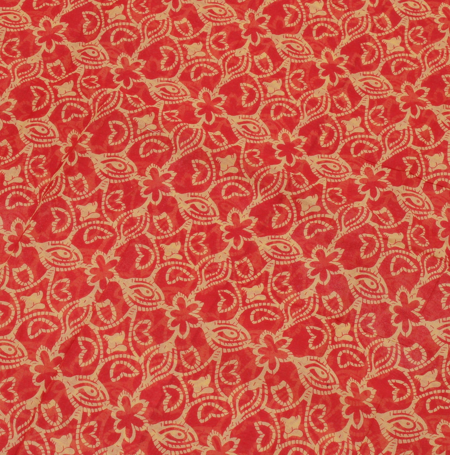 Sushila Vintage Red Saree 100% Pure Cotton Printed Floral Craft 5 Yard Fabric