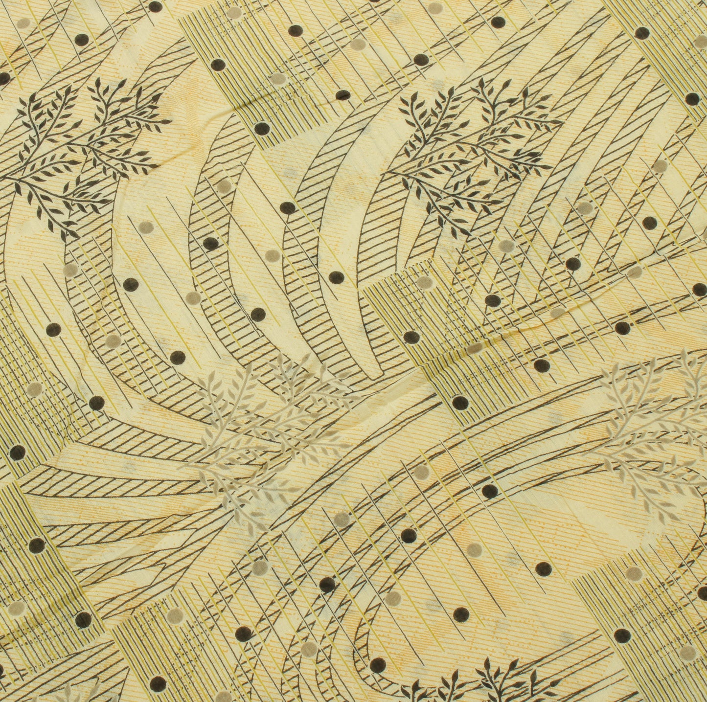Sushila Vintage Cream Saree 100% Pure Cotton Printed Floral Soft Craft Fabric