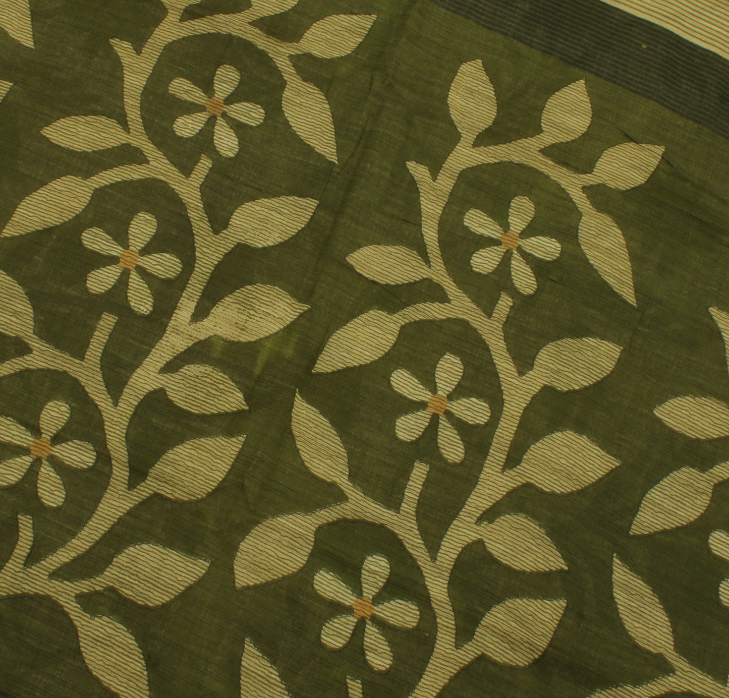 Sushila Vintage Green Saree 100% Pure Cotton Printed Floral Soft Craft Fabric