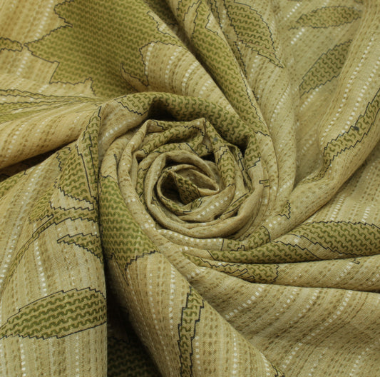 Sushila Vintage Green Saree 100% Pure Cotton Printed Floral Soft Craft Fabric