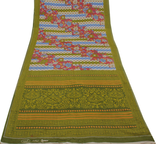 Sushila Vintage Multi-Color Saree Pure Cotton Printed Floral Soft Craft Fabric