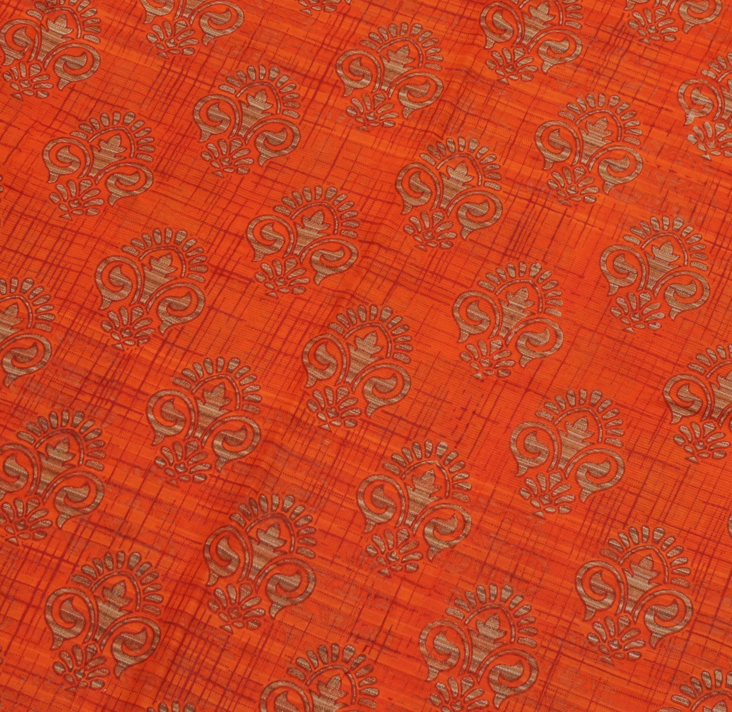 Sushila Vintage Orange Saree 100% Pure Cotton Printed Floral Soft Craft Fabric