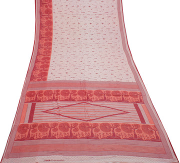 Sushila Vintage Pink Saree 100% Pure Cotton Printed Humans Soft Craft Fabric