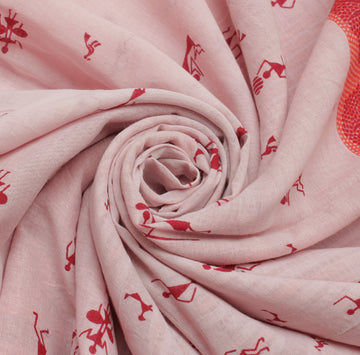 Sushila Vintage Pink Saree 100% Pure Cotton Printed Humans Soft Craft Fabric