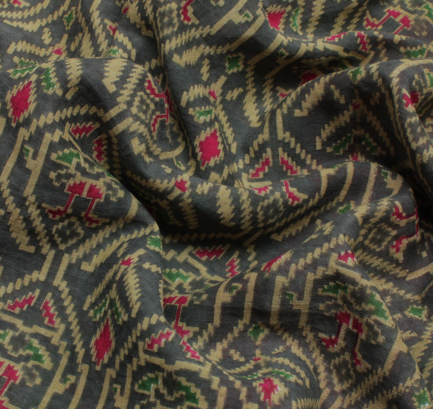 Sushila Vintage Gray Indian Saree 100% Pure Cotton Printed Soft Craft Fabric