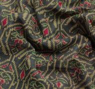 Sushila Vintage Gray Indian Saree 100% Pure Cotton Printed Soft Craft Fabric