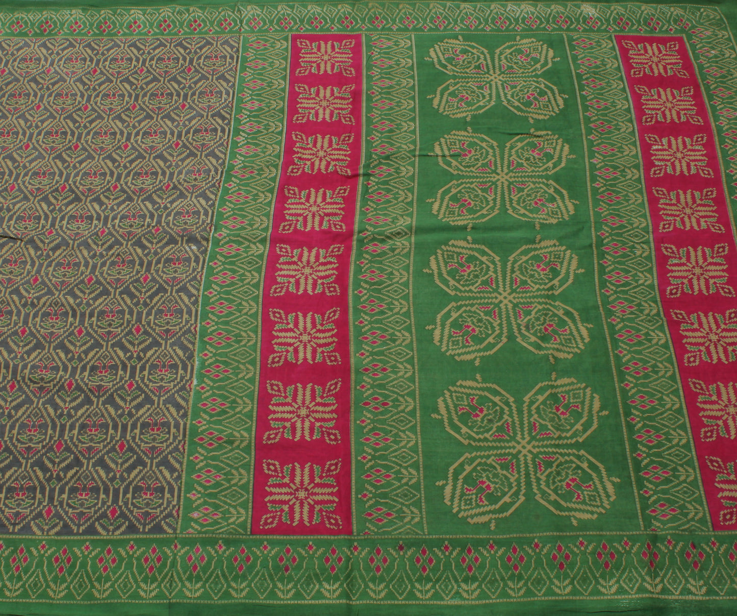 Sushila Vintage Gray Indian Saree 100% Pure Cotton Printed Soft Craft Fabric