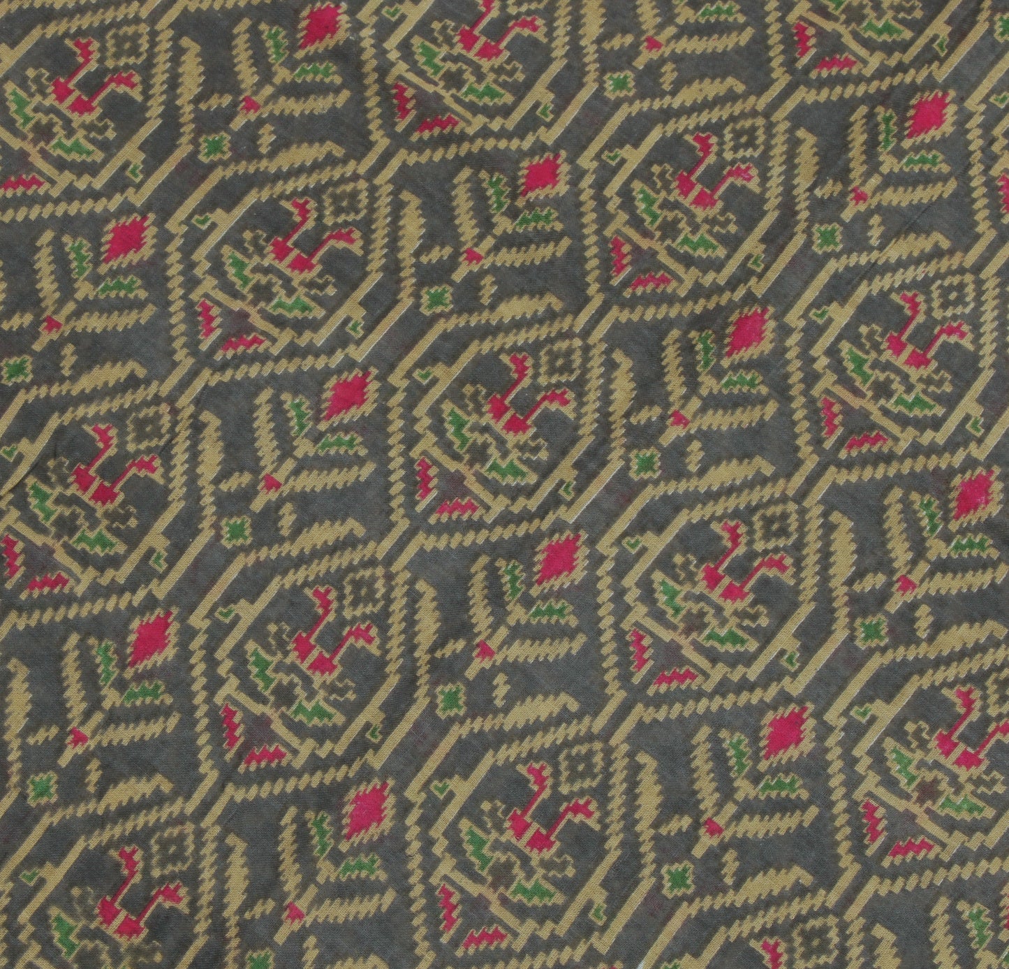 Sushila Vintage Gray Indian Saree 100% Pure Cotton Printed Soft Craft Fabric