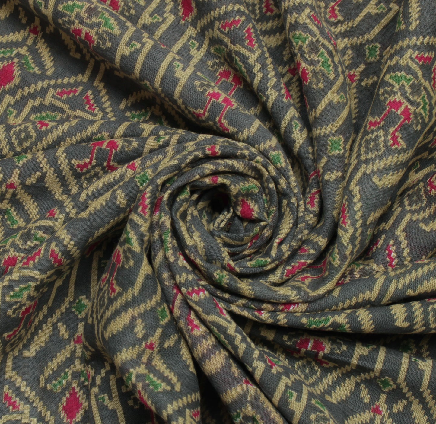 Sushila Vintage Gray Indian Saree 100% Pure Cotton Printed Soft Craft Fabric