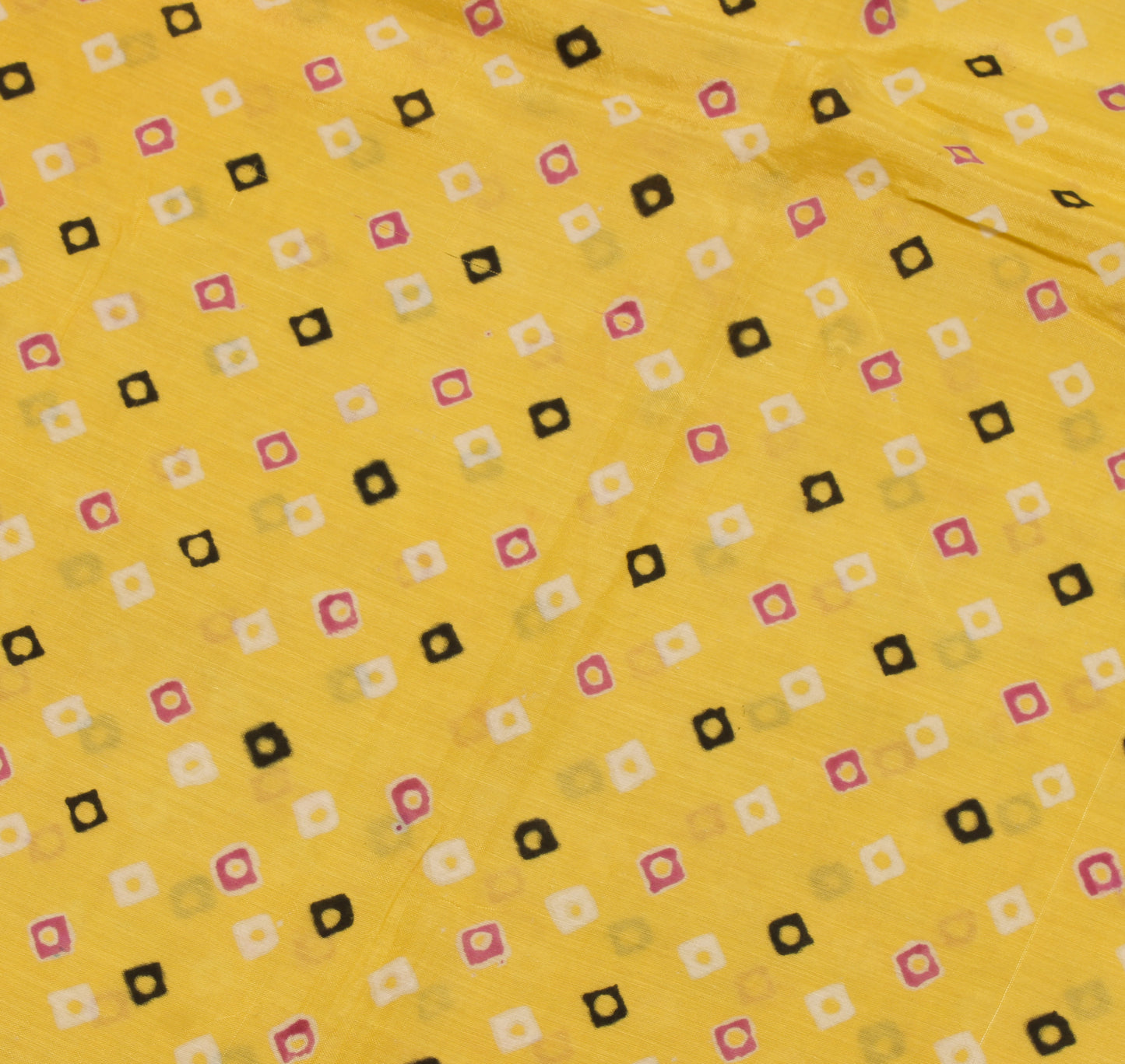Sushila Vintage Yellow Saree 100% Pure Cotton Bandhani Printed Soft Craft Fabric