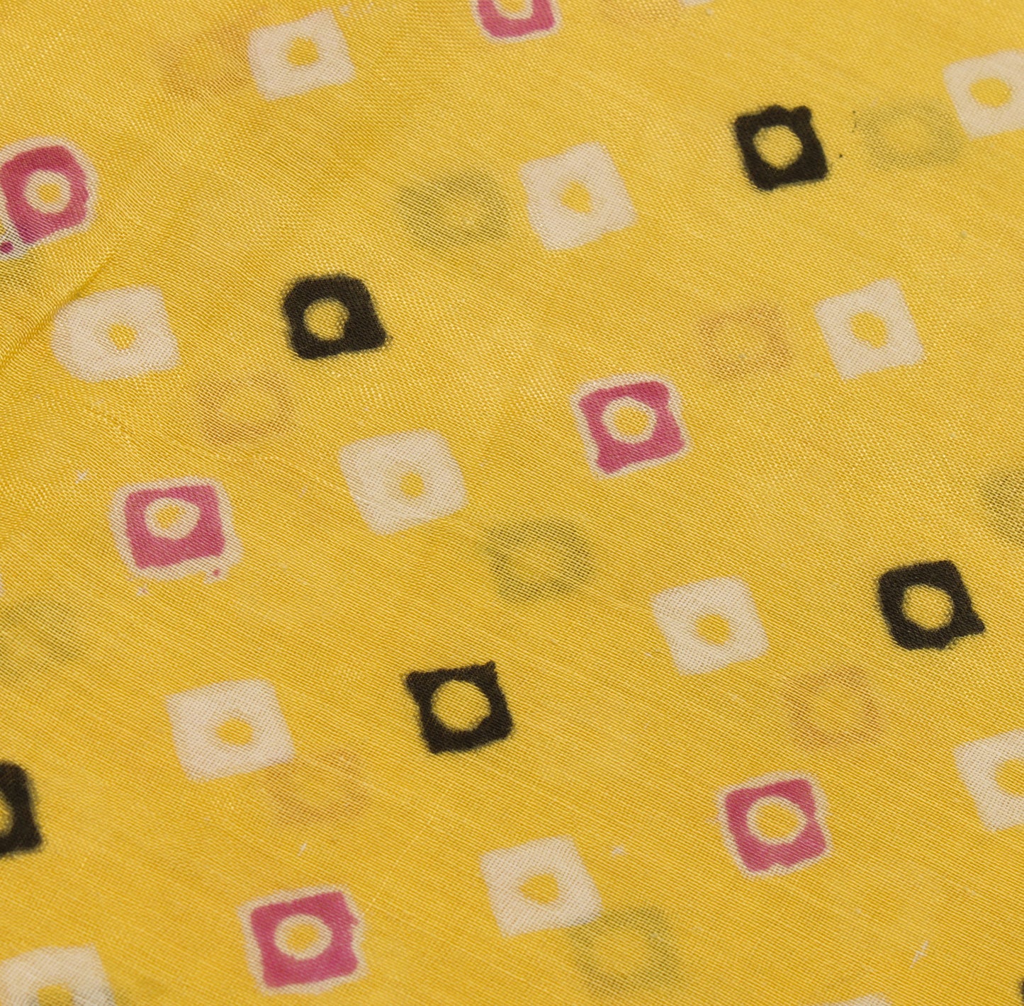 Sushila Vintage Yellow Saree 100% Pure Cotton Bandhani Printed Soft Craft Fabric