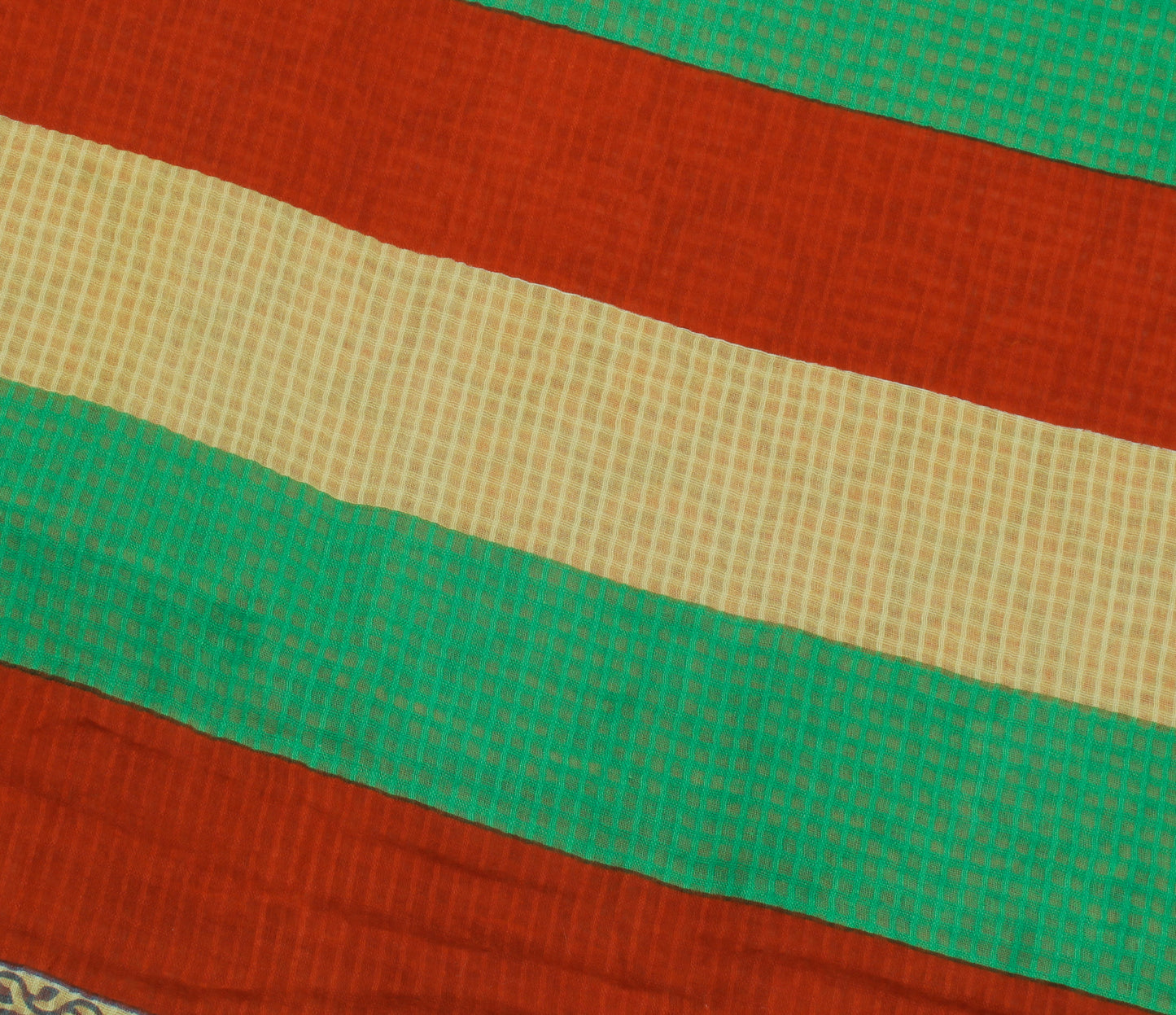 Sushila Vintage Green Saree 100% Pure Cotton Printed Soft Craft 5 Yard Fabric