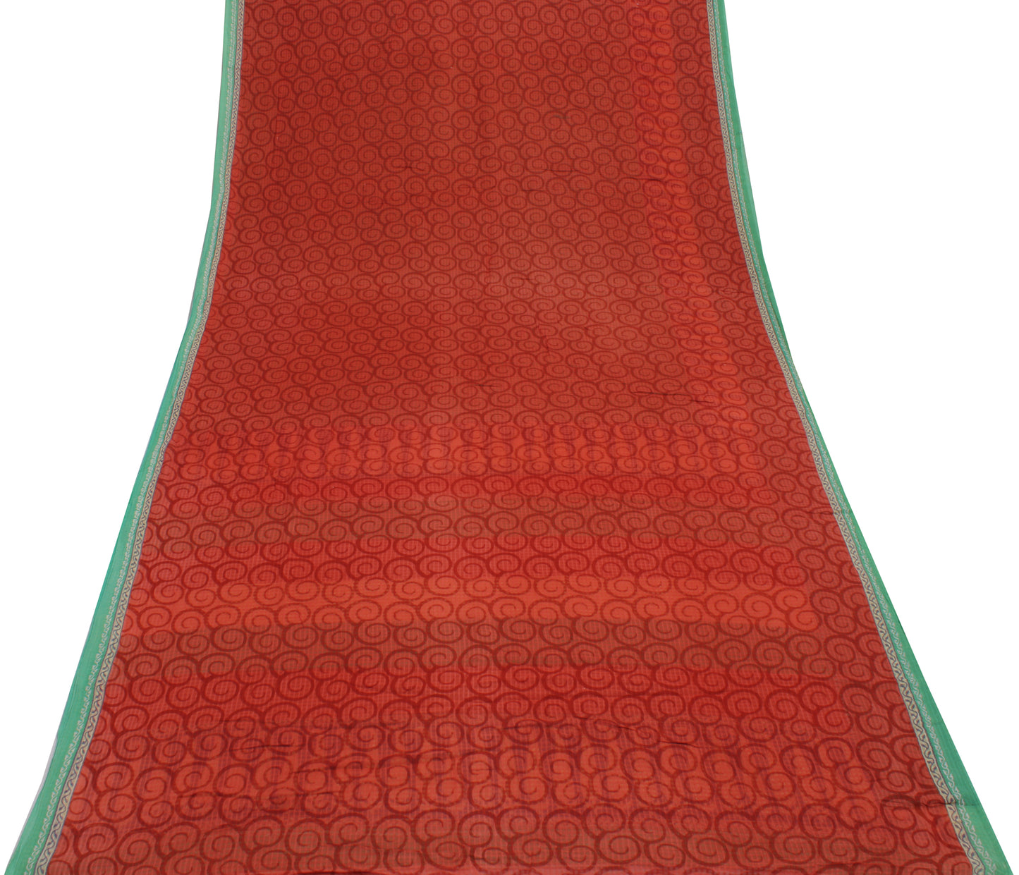 Sushila Vintage Green Saree 100% Pure Cotton Printed Soft Craft 5 Yard Fabric