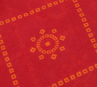Sushila Vintage Red Indian Saree Blend Cotton Bandhani Printed Craft Sari Fabric