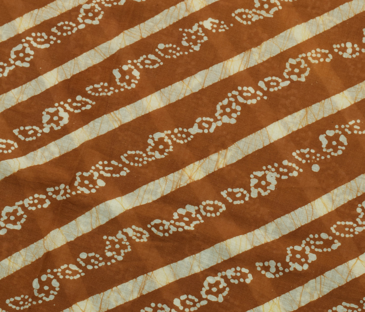 Sushila Vintage Brown Saree 100% Pure Cotton Batik Printed Soft Craft Fabric