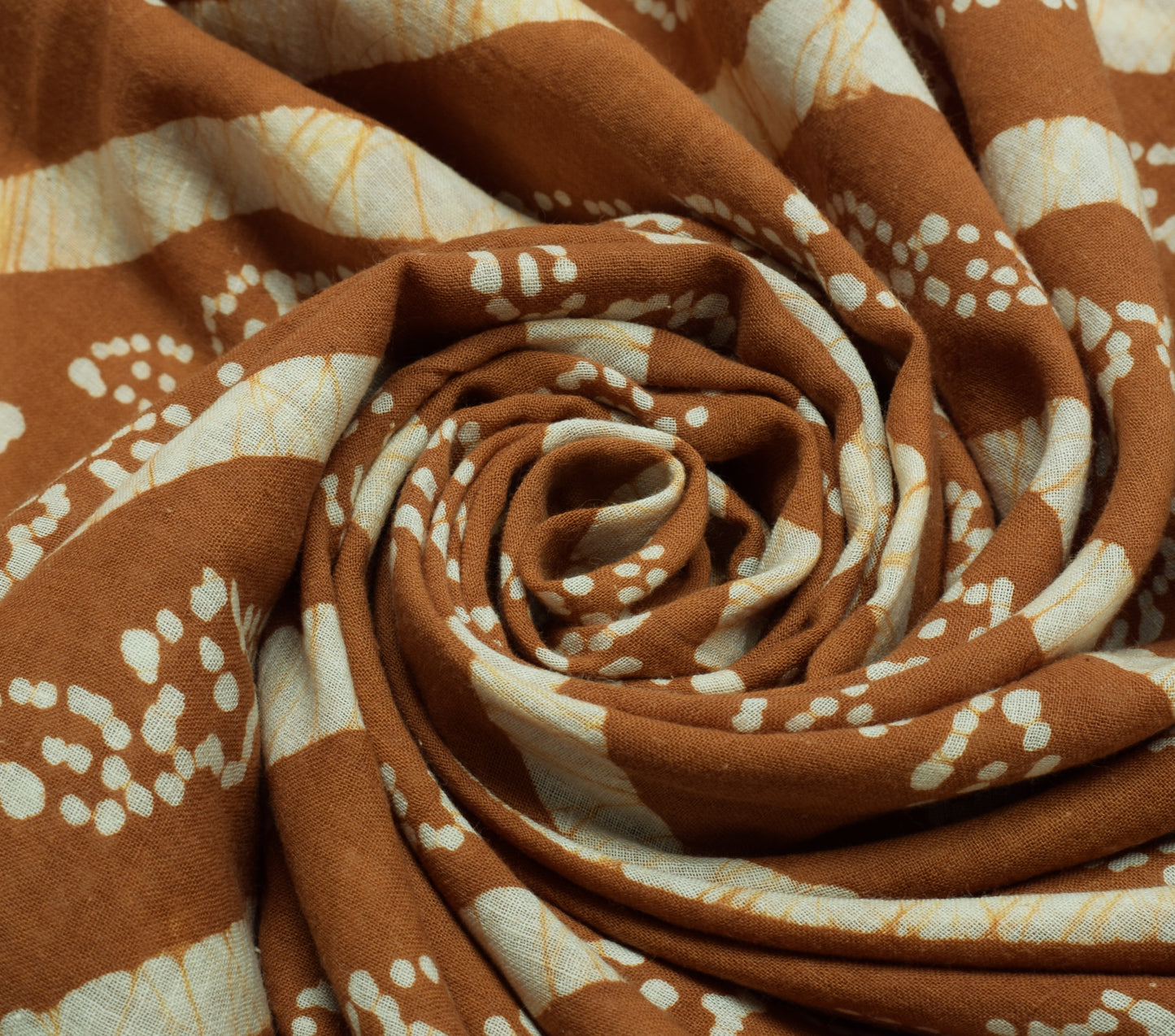 Sushila Vintage Brown Saree 100% Pure Cotton Batik Printed Soft Craft Fabric