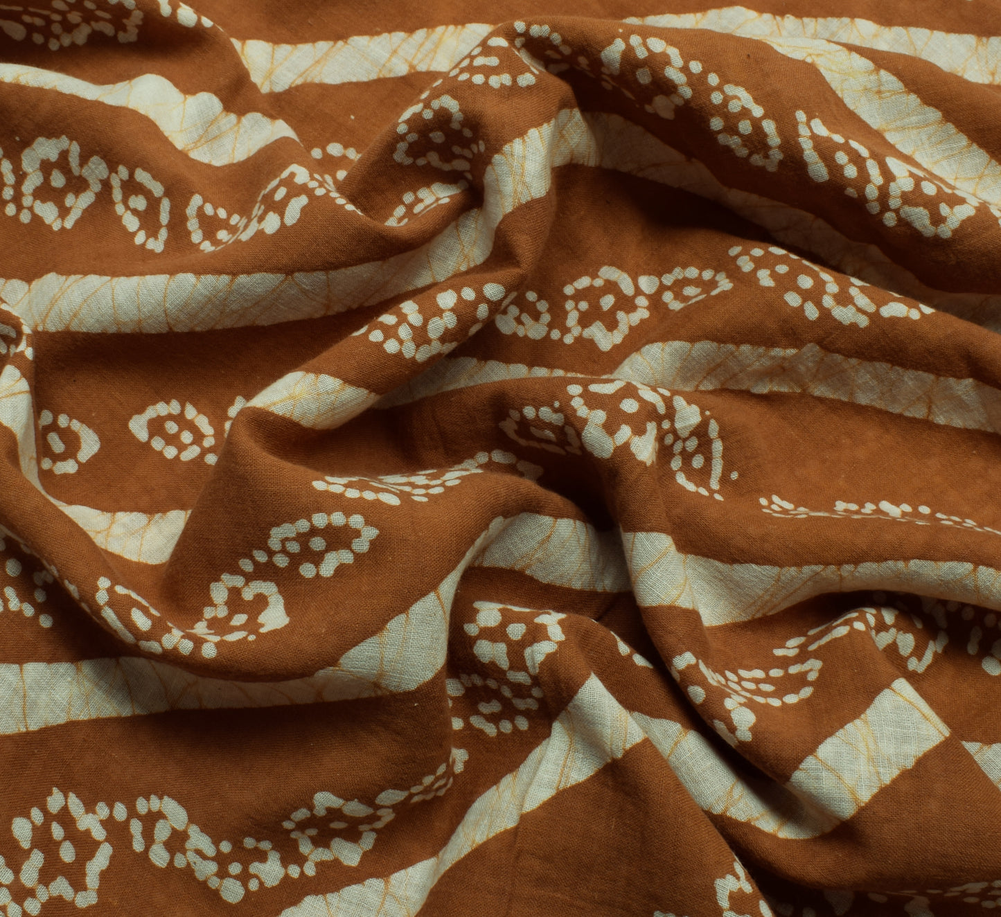 Sushila Vintage Brown Saree 100% Pure Cotton Batik Printed Soft Craft Fabric