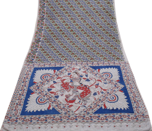 Sushila Vintage Multi-Color Saree Pure Cotton Printed Floral Soft Craft Fabric