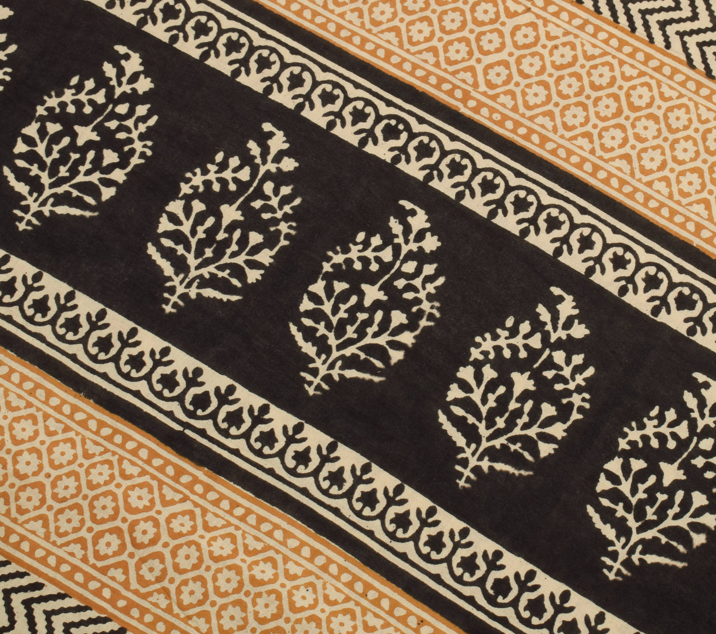 Sushila Vintage Mustard Saree 100% Pure Cotton Printed Soft 5 Yard Craft Fabric