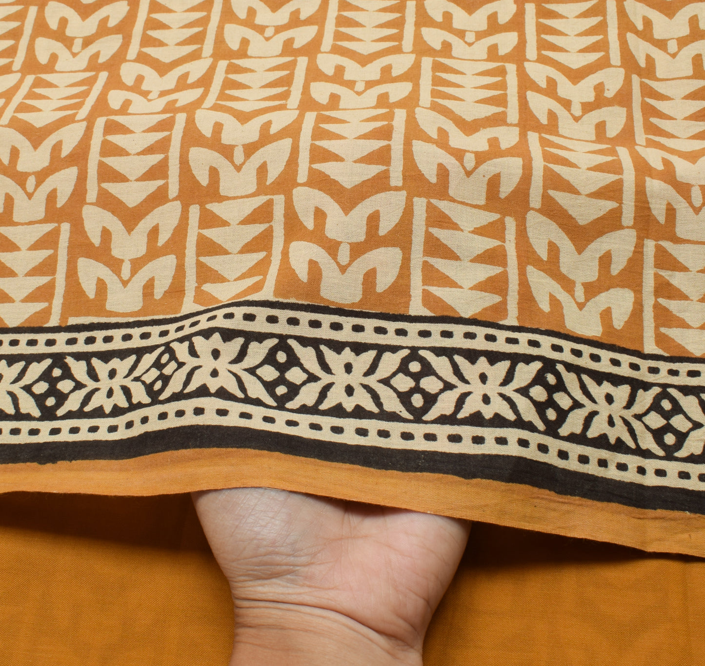 Sushila Vintage Mustard Saree 100% Pure Cotton Printed Soft 5 Yard Craft Fabric