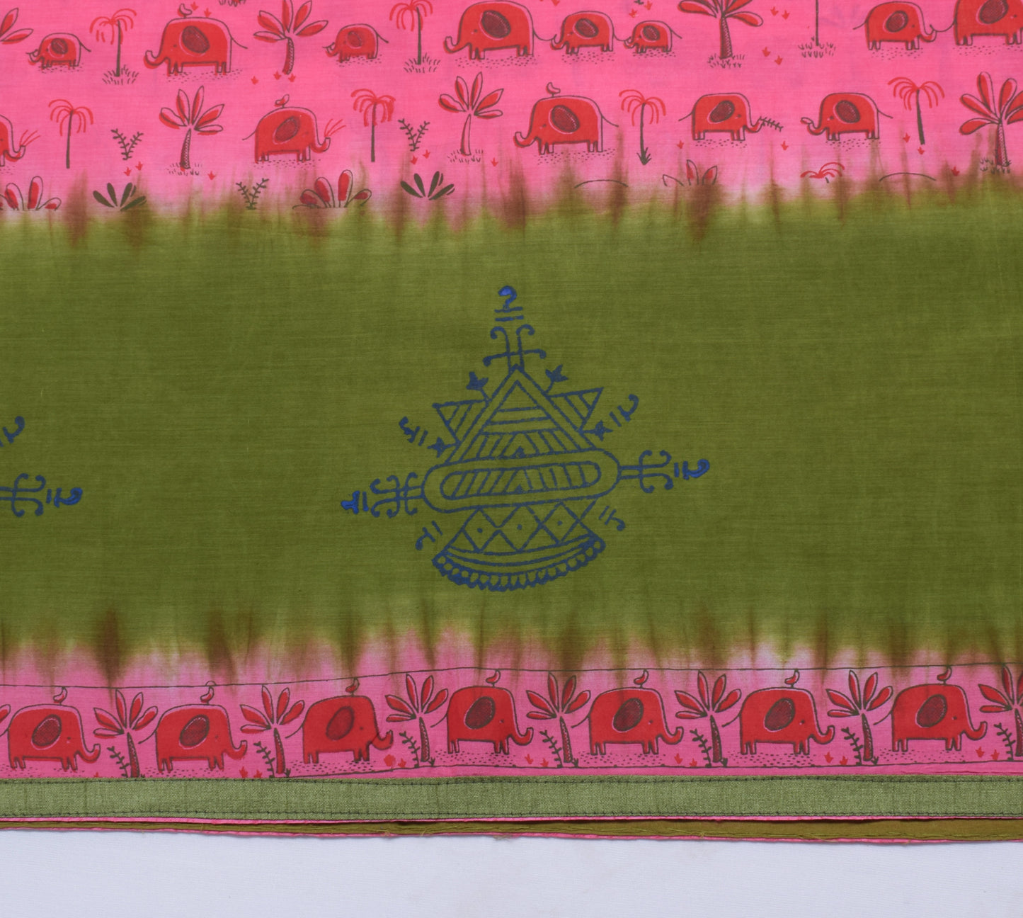 Sushila Vintage Pink Saree 100% Pure Cotton Printed Elephant Soft Craft Fabric