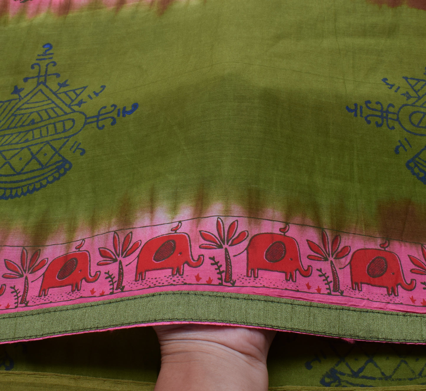 Sushila Vintage Pink Saree 100% Pure Cotton Printed Elephant Soft Craft Fabric