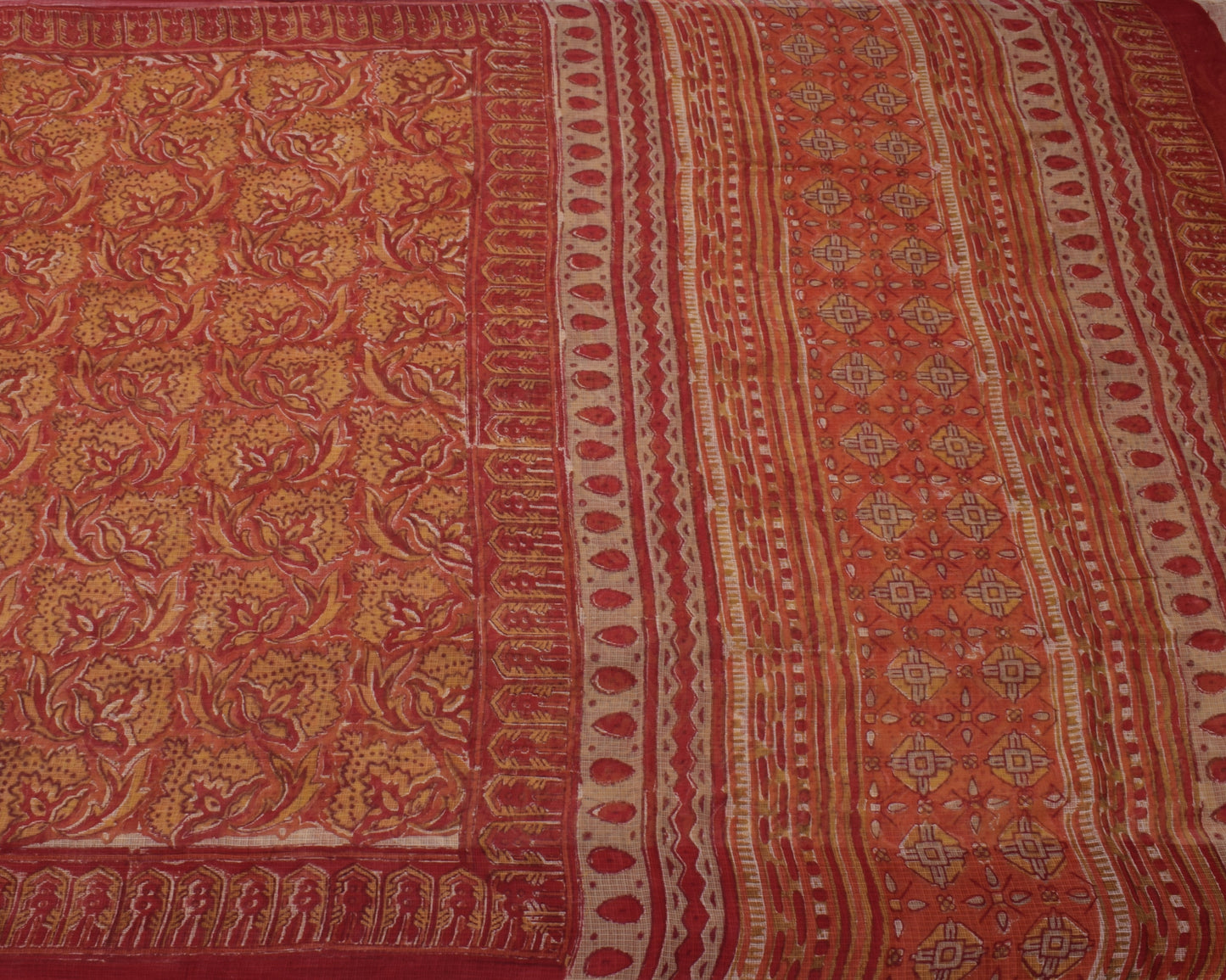 Sushila Vintage Indian Saree 100% Pure Cotton Printed Floral Craft 5 Yard Fabric