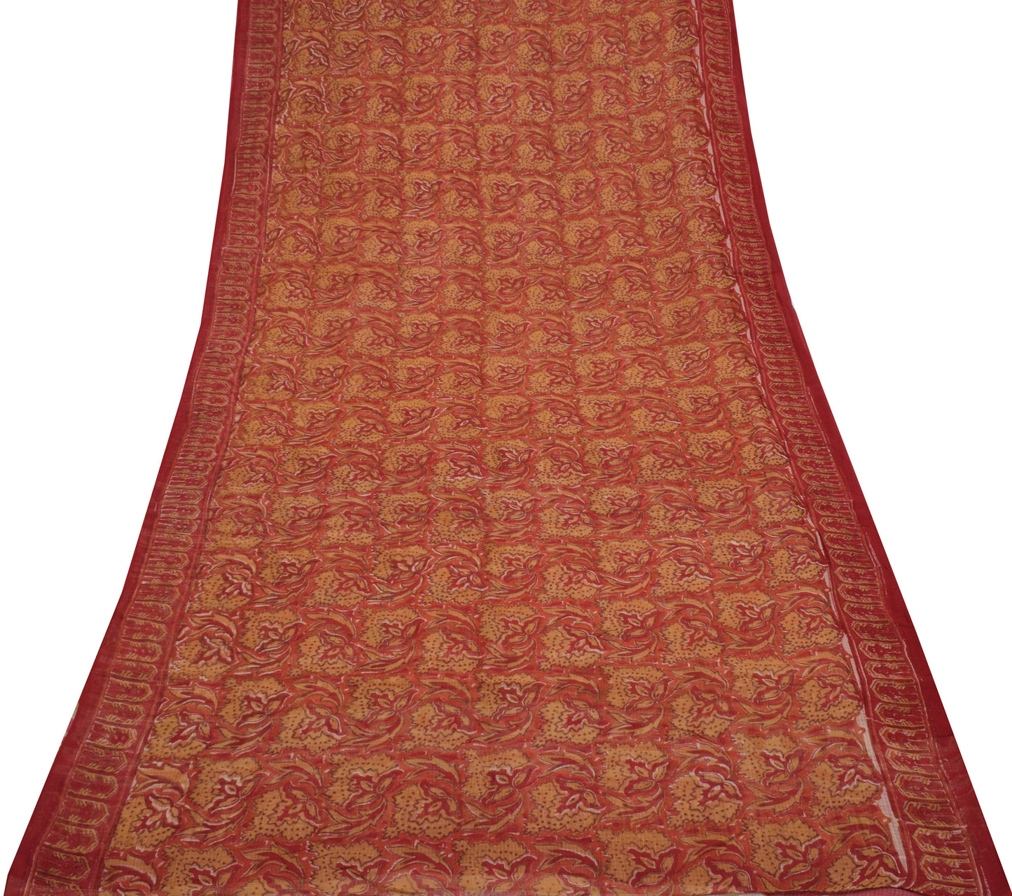 Sushila Vintage Indian Saree 100% Pure Cotton Printed Floral Craft 5 Yard Fabric