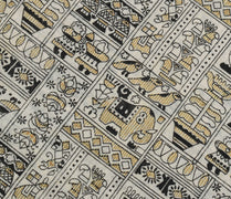 Sushila Vintage Cream Indian Saree 100% Pure Cotton Printed Soft Craft Fabric
