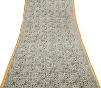 Sushila Vintage Cream Indian Saree 100% Pure Cotton Printed Soft Craft Fabric