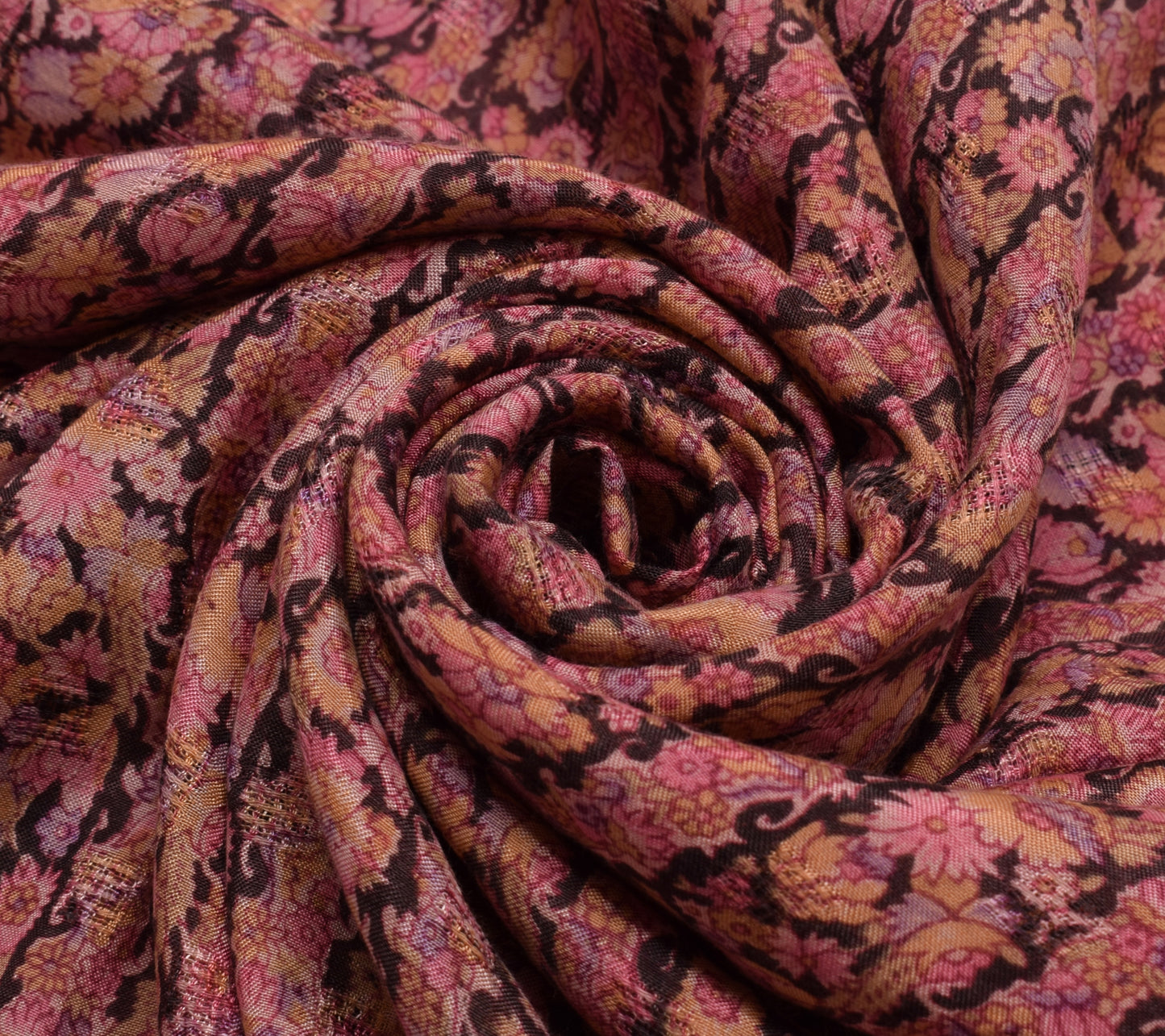 Sushila Vintage Dark Brown Saree Pure Cotton Printed Floral Soft Craft Fabric