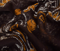 Sushila Vintage Dark Brown Saree Blend Cotton Printed Soft Craft 5 YD Fabric