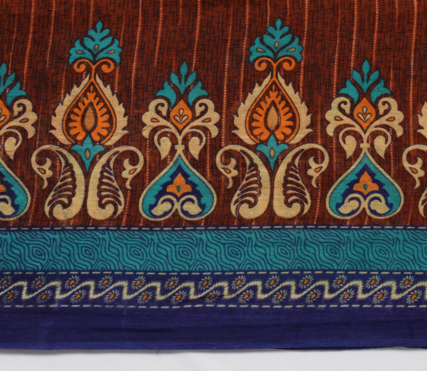 Sushila Vintage Brown Saree 100% Pure Cotton Printed 5 Yard  Soft Craft Fabric