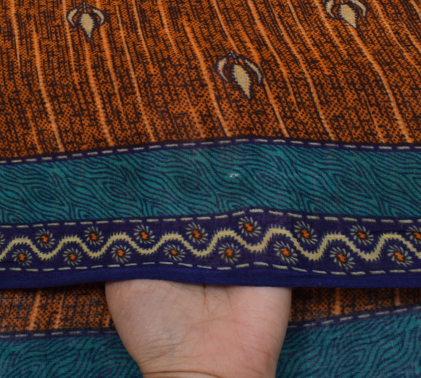 Sushila Vintage Brown Saree 100% Pure Cotton Printed 5 Yard  Soft Craft Fabric