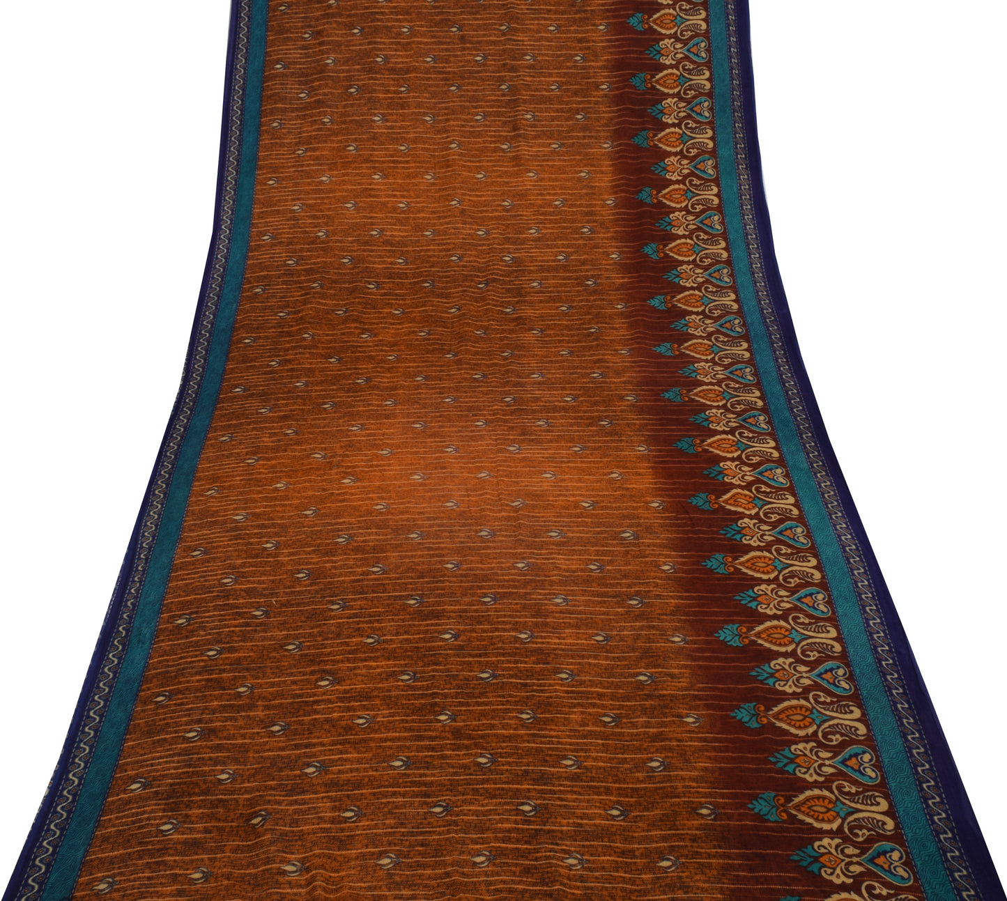 Sushila Vintage Brown Saree 100% Pure Cotton Printed 5 Yard  Soft Craft Fabric