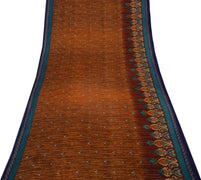 Sushila Vintage Brown Saree 100% Pure Cotton Printed 5 Yard  Soft Craft Fabric