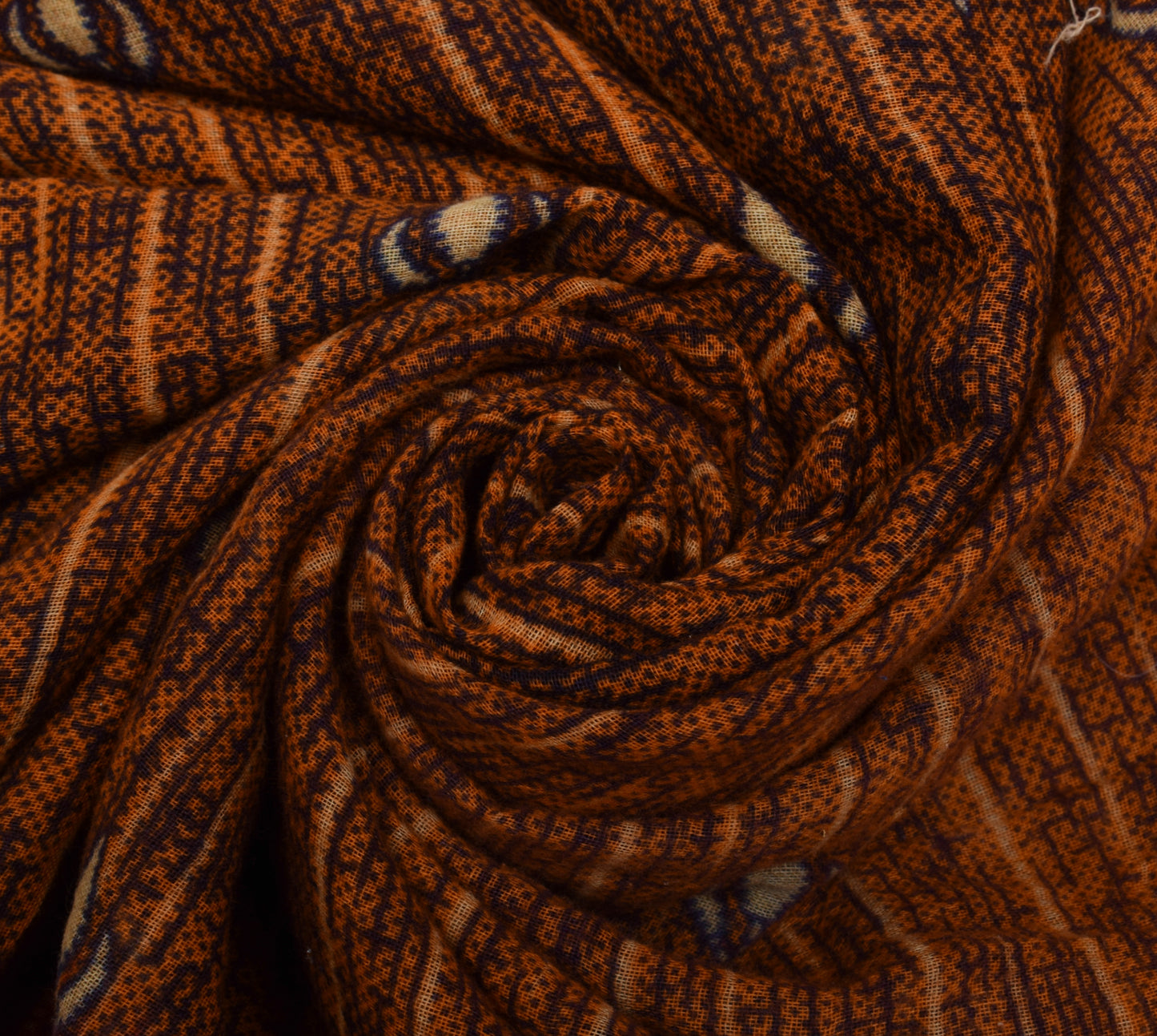 Sushila Vintage Brown Saree 100% Pure Cotton Printed 5 Yard  Soft Craft Fabric