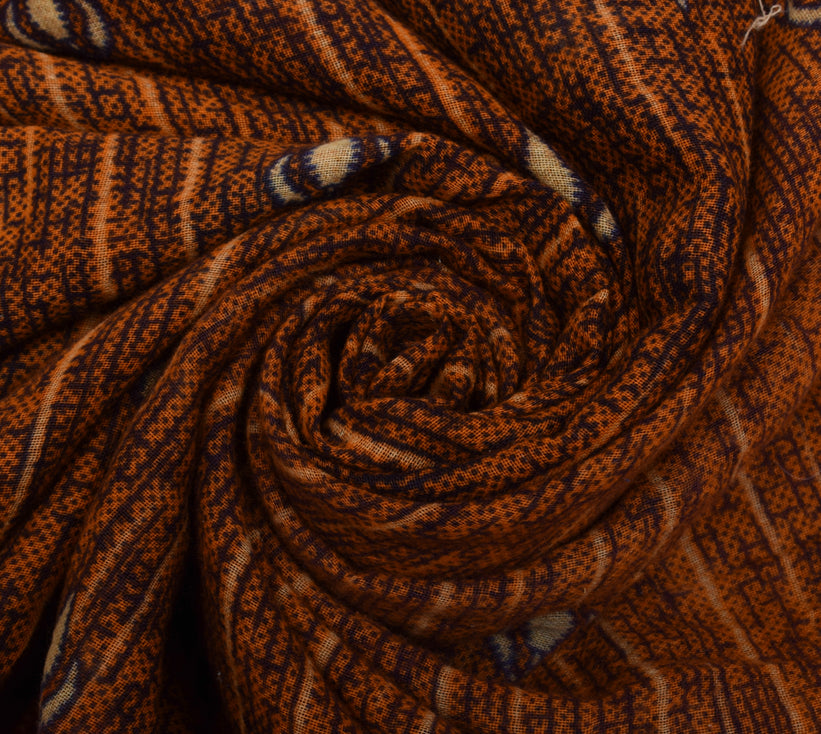 Sushila Vintage Brown Saree 100% Pure Cotton Printed 5 Yard  Soft Craft Fabric