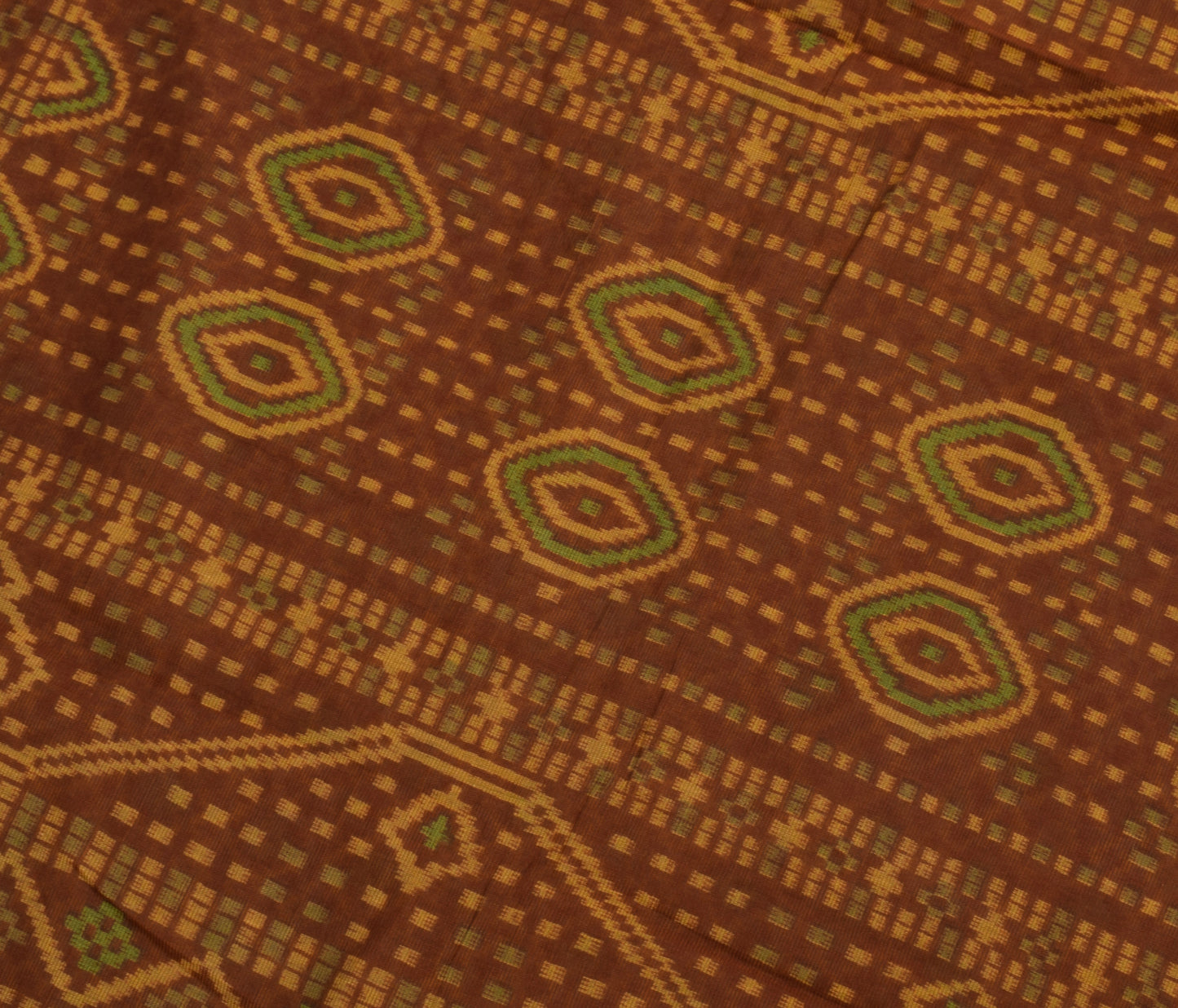 Sushila Vintage Brown Saree 100% Pure Cotton Printed 5 Yard  Soft Craft Fabric