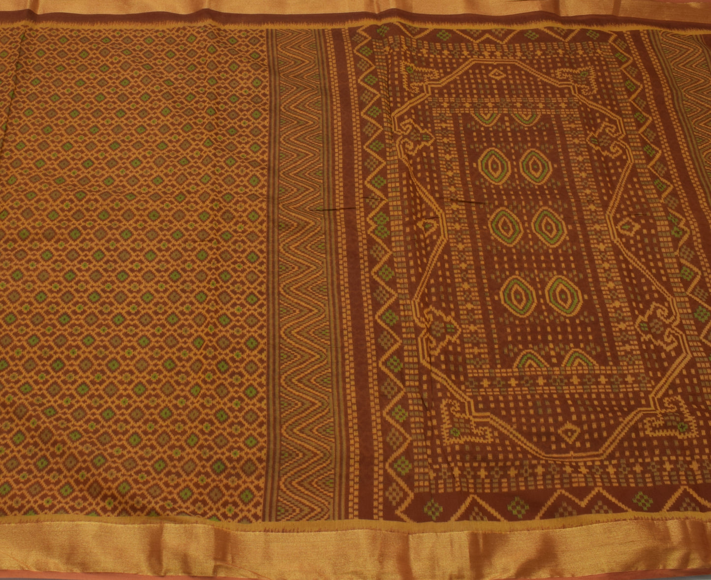 Sushila Vintage Brown Saree 100% Pure Cotton Printed 5 Yard  Soft Craft Fabric